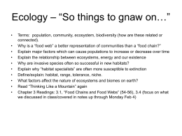 Ecology – “So things to gnaw on…”
