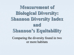 Measurement of Biological Diversity: Shannon