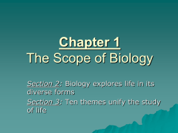 Chapter 1 – The Scope of Biology