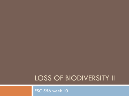 The Loss of Biodiversity II (week 10)