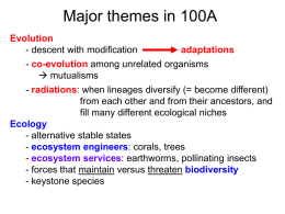 Lecture 17, adaptive radiation + ecology