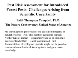 Pest Risk Assessment for Introduced Forest Pests