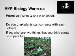 MYP Biology Warm-up - Rufus King Biology