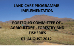 Why LandCare programme? - Parliamentary Monitoring Group