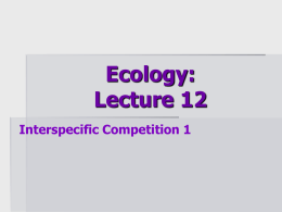 Ecology: Lecture 1