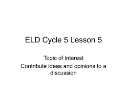 ELD Cycle 5 Lesson 5