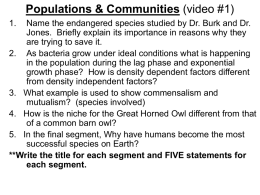 Populations & Communities (video #1)
