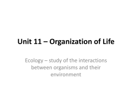 Unit 11 – Organization of Life