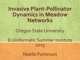 Ecoinformatic Summer Institute 2013 Pollination Networks Noelle