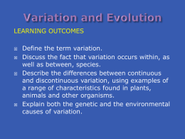 Variation and Evolution - Skinners` School Physics