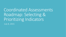 Coordinated Assessmnents Roadmap: Selecting