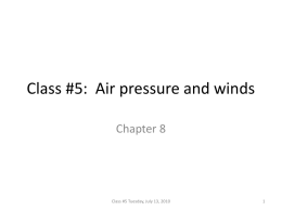 Class #5: Air pressure and winds