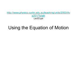 Using the Equation of Motion