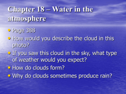 Chapter 18 – Water in the atmosphere