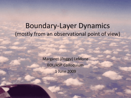 Boundary-Layer Dynamics - Advanced Study Program