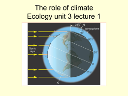 The role of climate Ecology unit 3 lecture 1