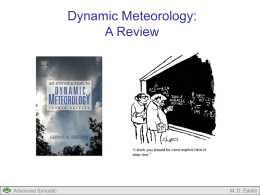 Lecture #2: Review of Dynamic Meteorology