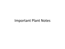 Important Plant Notes