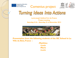 Comenius project - @ ISC La Ville du Bois