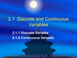 2.1 Discrete and Continuous Variables