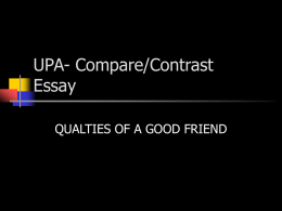 UPA- Compare/Contrast Essay