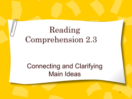 Reading Comprehension 2.3 - Alliance Richard Merkin Middle