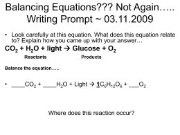 Balancing Equations??? Not Again….. Writing Prompt ~ 12.19.2008
