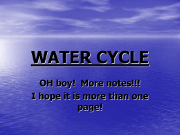 "Water Cycle". WHAT IS THE WATER CYCLE?