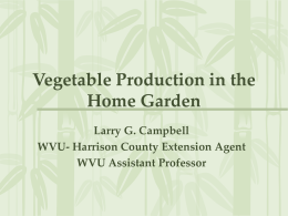 Vegetable Production - WVU Master Gardener Program
