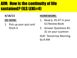 AIM: How is the continuity of life sustained? (ILS LEKI#4)