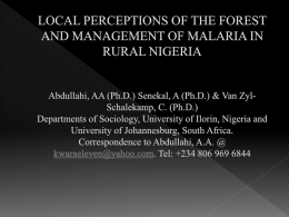 perceptions of the forest and management of malarial in rural nigeria