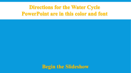 Water Cycle Activity