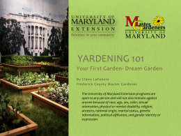 Yardening 101 - Frederick County Master Gardeners