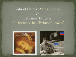 Gabriel Fauré*s "Après un rêve" and Benjamin