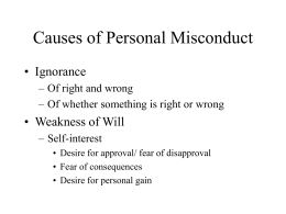 Causes and Cures of Personal Misconduct