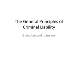 The General Principles of Criminal Liability