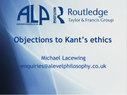 Objections to Kant`s deontological ethics