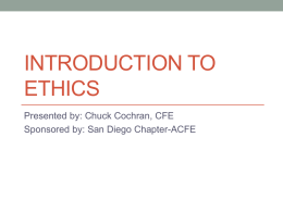 Introduction to Ethics - ACFE San Diego Chapter