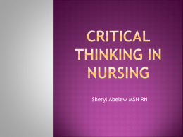 NURS 205 Critical Thinking in Nursing
