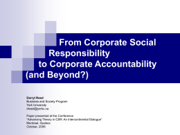 From Corporate Social Responsibility to Corporate