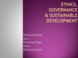 Ethics, Governance & SustaInable development