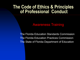 The Code of Ethics & Principles of Professional Conduct