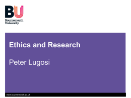 Dr Peter Lugosi - Ethics and Research