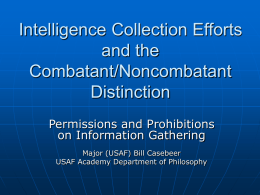 Intelligence Collection Efforts and the Combatant