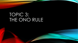 Topic 3: The OnO Rule