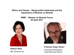 Ethics and Values – Responsible leadership and the