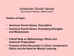 American Social Values - Chinese Mental Health