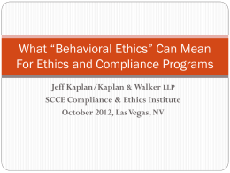 What Behavioral Ethics Means For Ethics and Compliance …