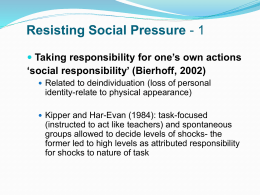 Resisting Social Pressure 1 - Intrapersonal processes