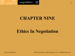 Chapter 09 PowerPoint - Ethic in Negotiations